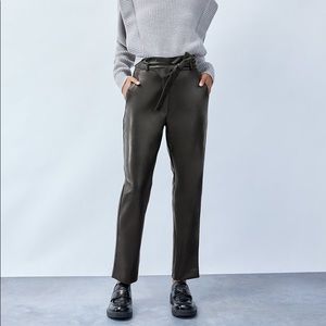 Aritzia Leather Tie Front Pant